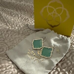 Kendra Scott Aqua and Silver Drop Earrings
